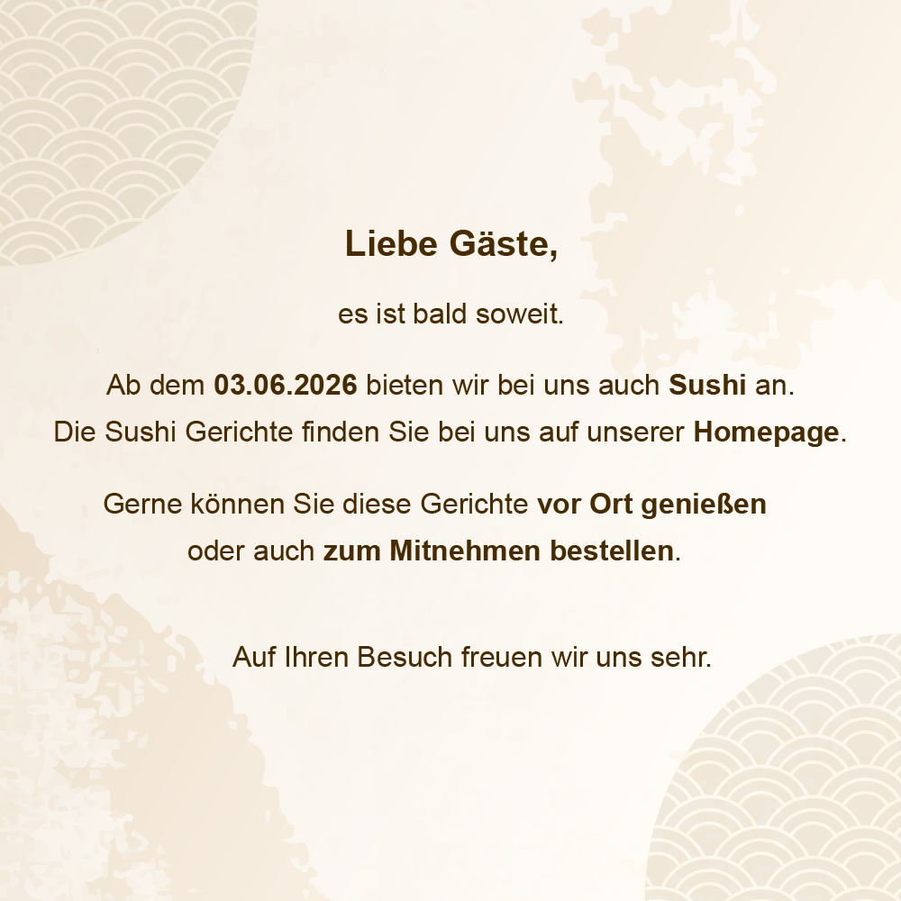 Neu bei uns: Sushi
